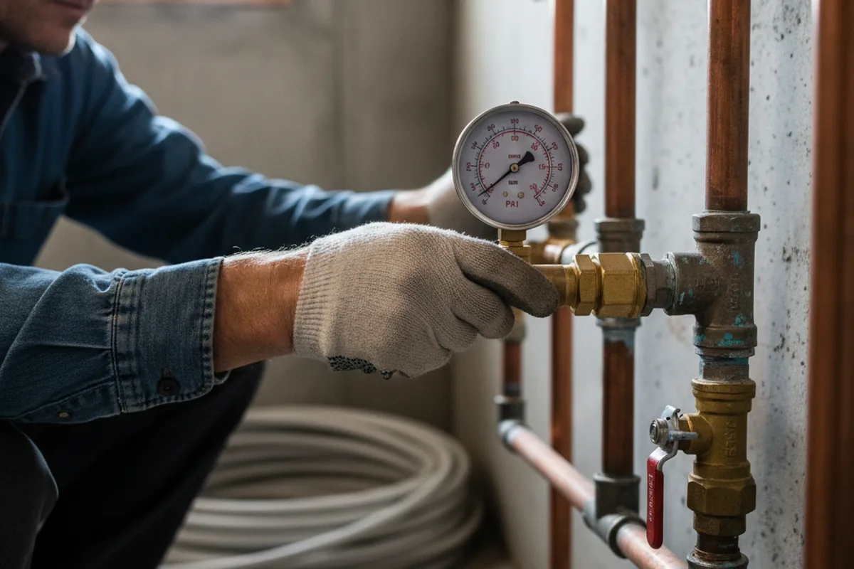 Pressure testing a repaired line during Water Line Repair in Ridgewood
